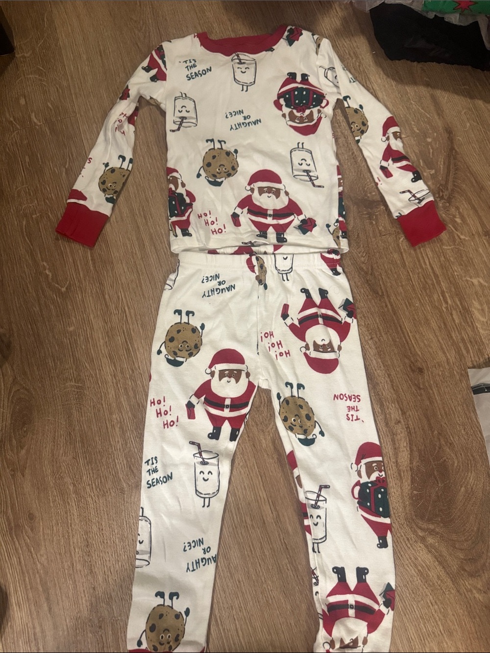 Carter’s White & Red Santa Print Holiday Pajama Set